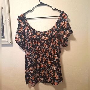 Maurices Floral Black Off The Shoulder Top 2x